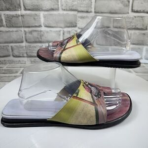 Icon Women’s 10.5/ 11 Painting Wearable Art Blue Leather Toe Ring Low Flats